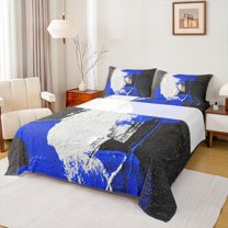 Feelyou Adult Modern Stripes Full Size Sheets, Black Blue Geometric Bed Sheets, Abstract Stripe Ombre Sheet Sets, Lightweight Room Decor, 4 Pieces