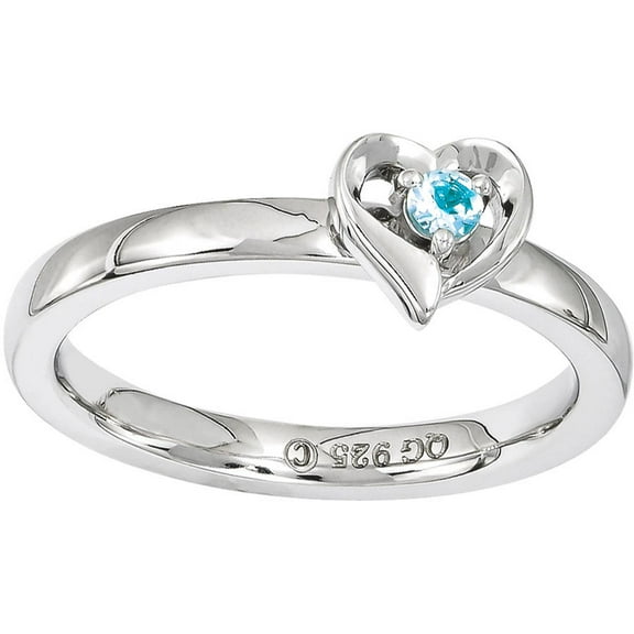 Blue Topaz Sterling Silver Heart Ring
