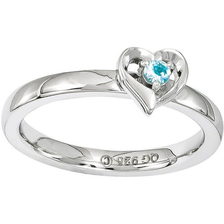 Stackable Expressions Blue Topaz Sterling Silver Heart Ring