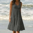 thumbnail image 2 of CQCYD Summer Dresses 2023, Women Printed Sleeveless Crew Neck Dress Loose Beach Dress Holiday Dress and Ankle Dress Leisure Sales Today Clearance Gray XL, 2 of 5