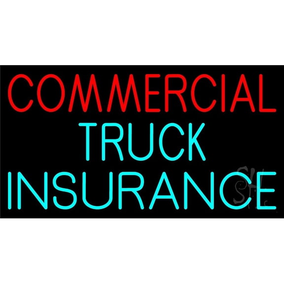 Commercial Truck Insurance Block LED Neon Sign 20 x 37 - inches, Clear Edge Cut Acrylic Backing, with Dimmer - Bright and Premium built indoor LED Neon Sign for automotive store, and mall.