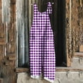 thumbnail image 2 of Gifts for Women! Xuniizn Jumpsuits for Women Summer Casual Loose Round Neck Spaghetti Strap Wide Leg Beach Rompers with Pockets Breathable Checkered Overalls, 2 of 6