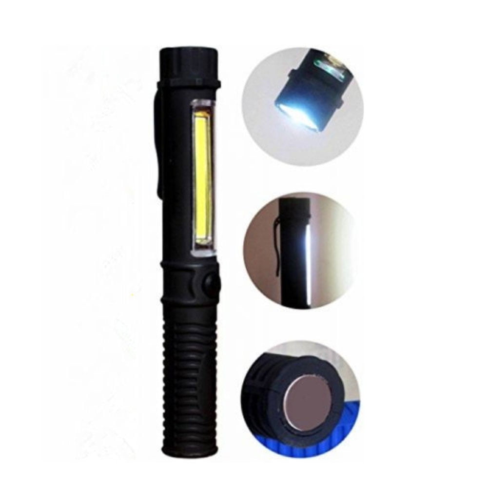 COB LED Pen Light Pocket Clip Magnet Work Inspection Torch Lamp New Black