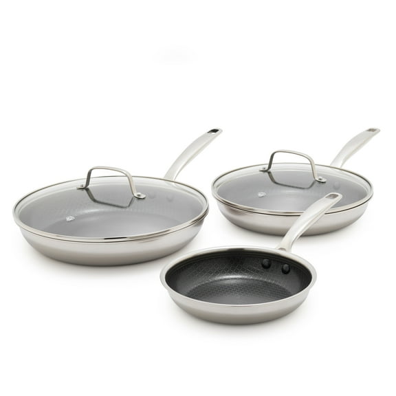 Blue Diamond Diamond Bond 5-Piece Non-Stick Frying Pans Set, Stainless Steel Hybrid Cookware