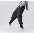 thumbnail image 4 of Diufon Men's Cotton Pants Elastic Waisted Drawstring Tapered Cropped Pant Trendy Baggy Trousers with Pockets, 4 of 5