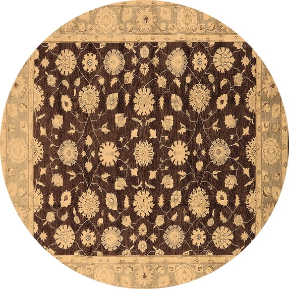Ahgly Company Indoor Round Oriental Brown Traditional Area Rugs, 3' Round