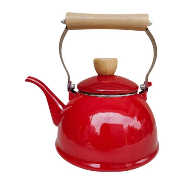 Tetera de esmalte, tetera china de 1,4 l, cafetera de porcelana con agarre cómodo. Rojo