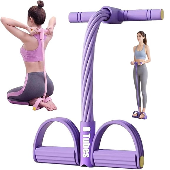 8 Tube Pedal Resistance Device, 17in Puller Exercise Band with Handles for Home Workouts, Yoga, Resistance Training for Women Men