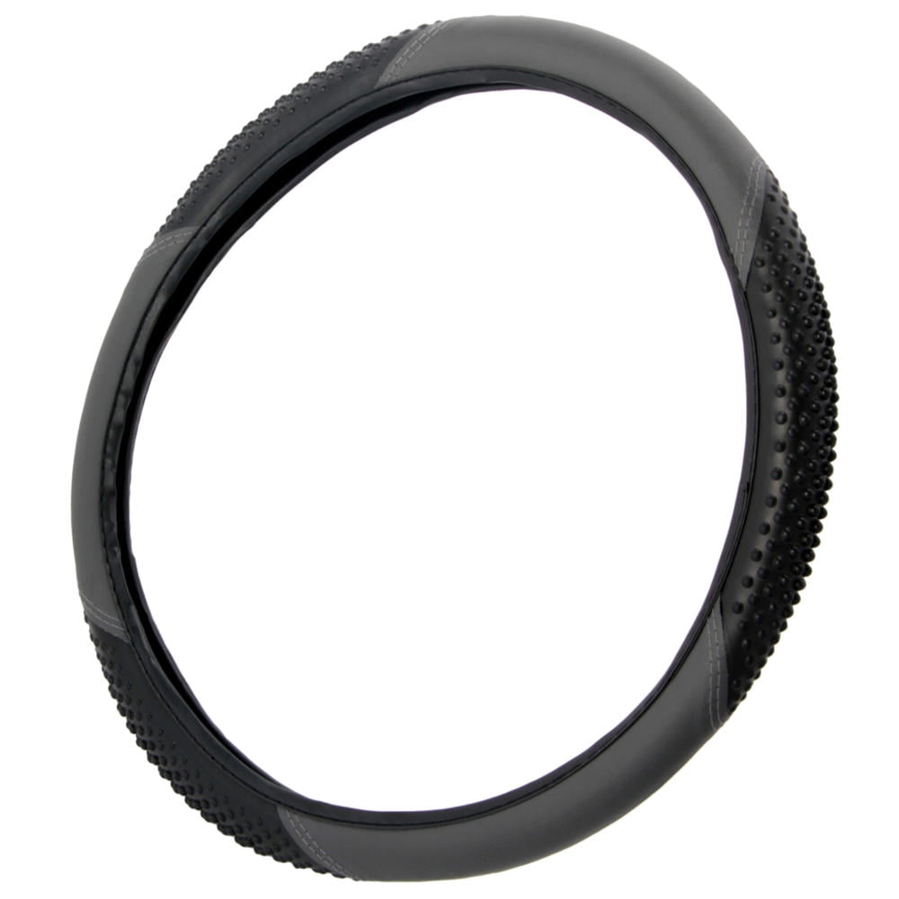 BDK Massage Grip Car Steering Wheel Cover for Car SUV Van Two Tone Color, Odorless, Standard