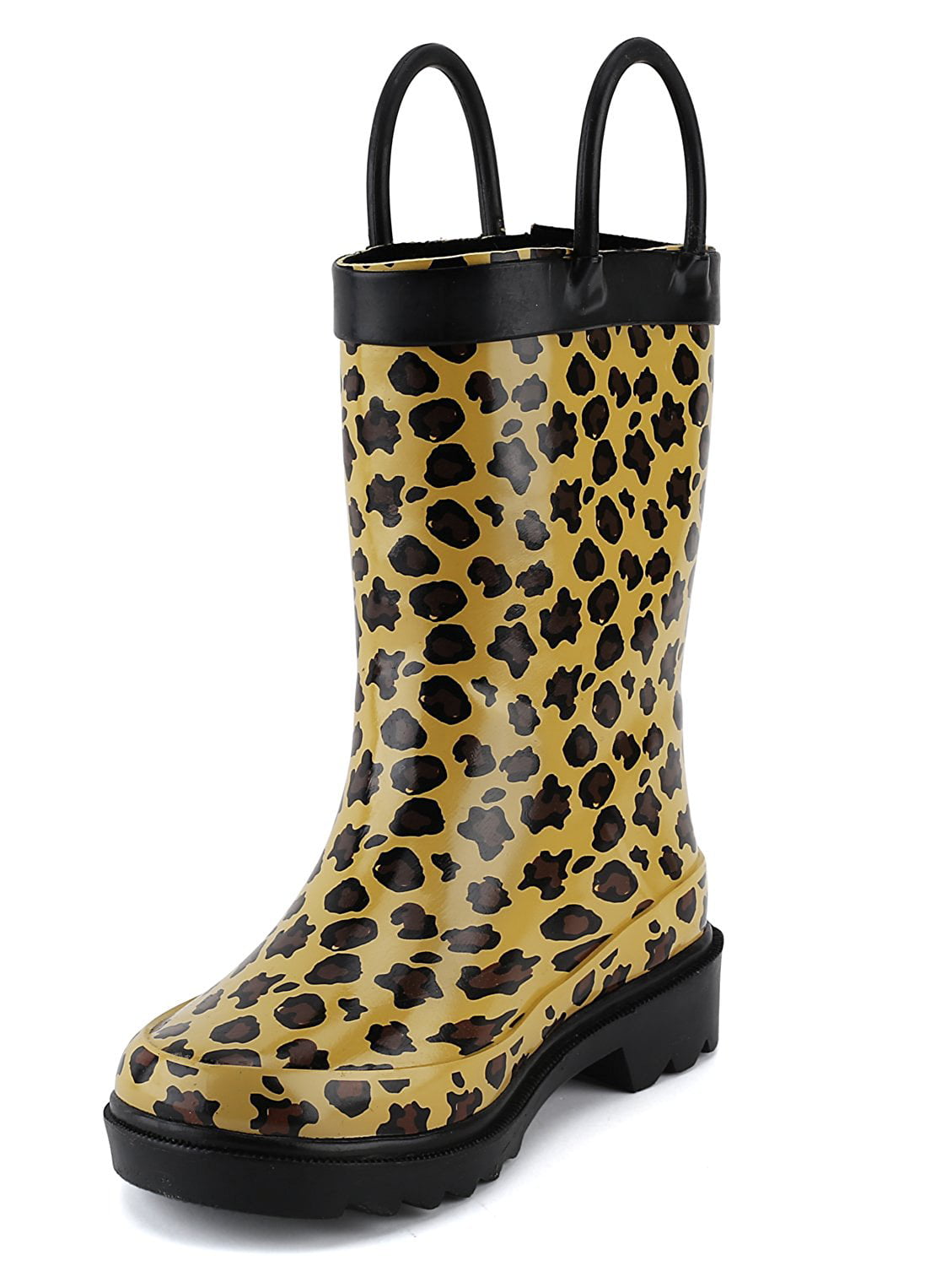 Leopard Boys Girls Non-Slip Waterproof Kids Wellies Wellington Boots Unisex Children Motorbike Rain Boots Shoes
