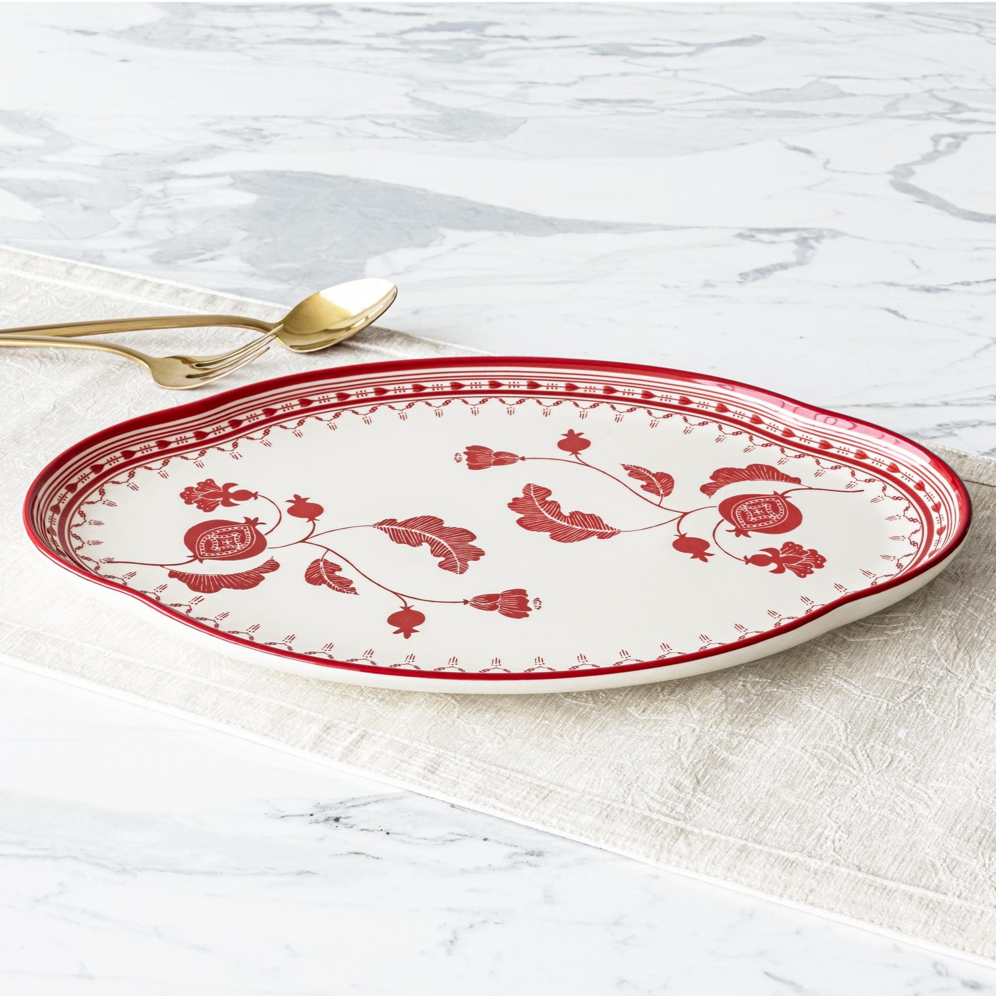 Sofia Home Red Stoneware Serve Platter