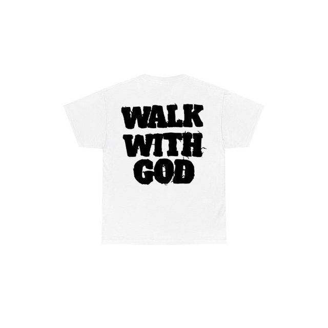 Christian Walk With God Tshirt, Casual Cotton, Trendy T-Shirts for Men & Women, Casual Shortsleeve Streetwear, Menswear Top