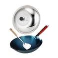 thumbnail image 3 of veasfak Wok Pan Chef Wood Handle Uncoated Chinese Wok for Kitchen Cooking Restaurant Pot Diameter 32cm, 3 of 9