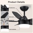 thumbnail image 4 of Wellspeed 40 in Ceiling Fans with Lights and Remote, Black Modern Ceiling Fan with Dimmable Lights, Reversible 5 Blades, Ceiling Fans for Bedroom, Living Room, Indoor, Noiseless Motor, 4 of 18