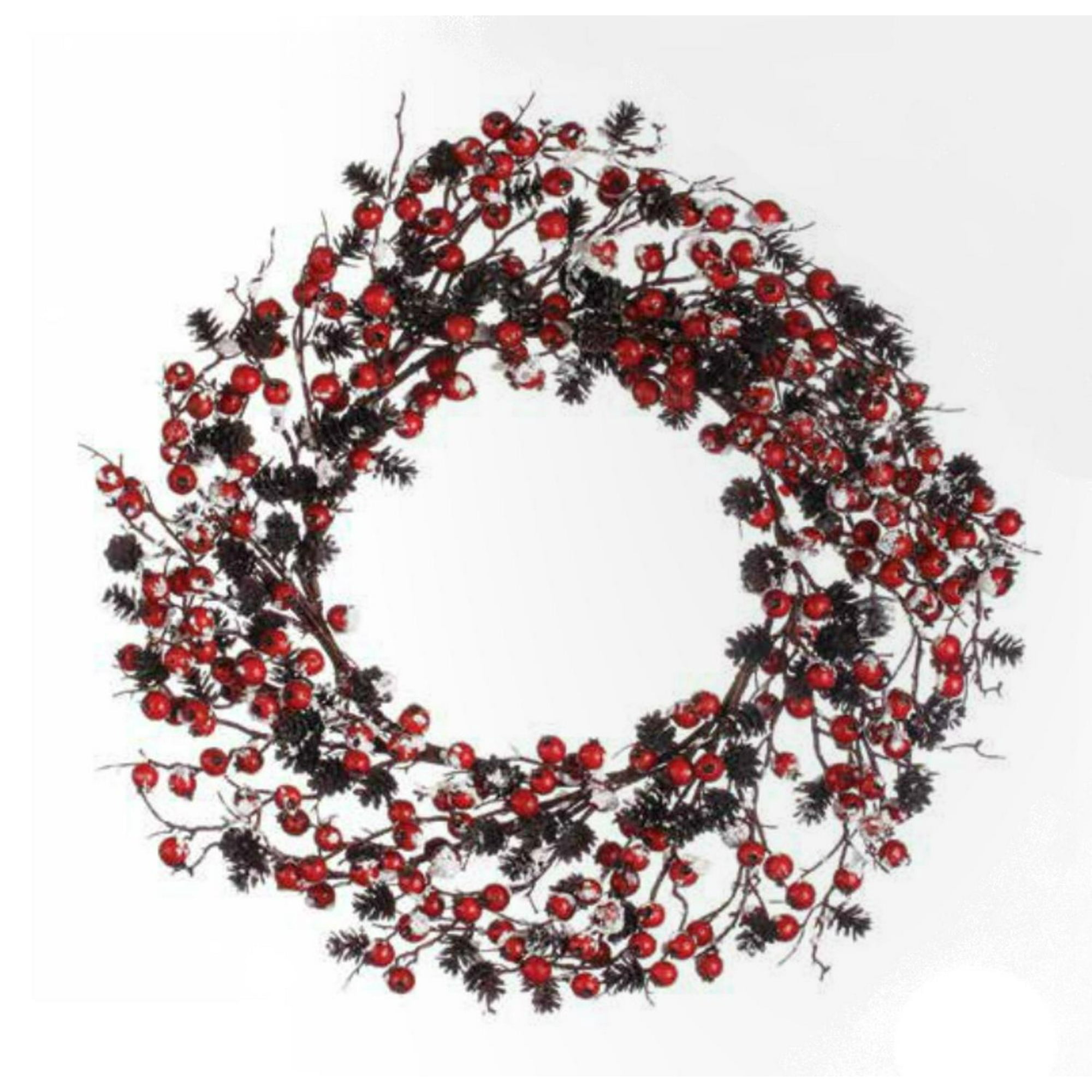 24 Artificial Red Berry And Pine Cone Snow Flocked Wreath 24 Artificial Red Berry And Pine Cone Snow Flocked Wreath Unlit Canada