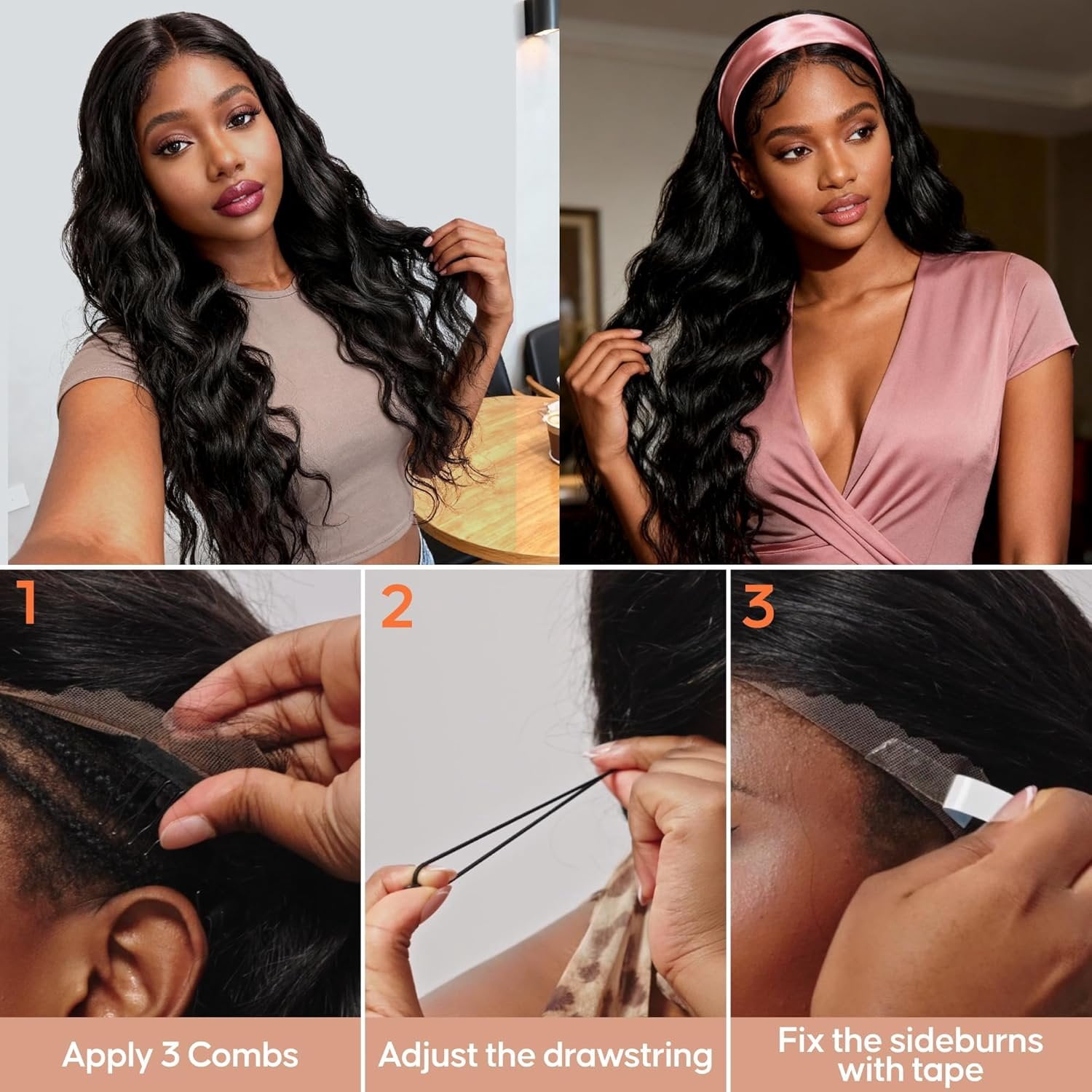 Wigs Human Hair Women 13x6  Lace Front Frontal  Wave Wig Pre Plucked Glueless Pre Cut 180 Density Closure Wigs  Black 26 Inch