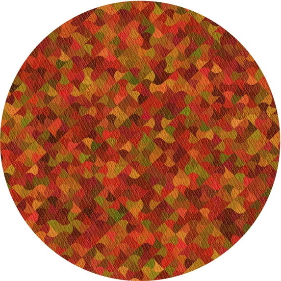 Ahgly Company Indoor Round Patterned Orange Red Orange Area Rugs, 5' Round