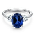 thumbnail image 3 of Gem Stone King 3.96 Ct Oval Blue Created Sapphire White Topaz 925 Sterling Silver Ring, 3 of 6