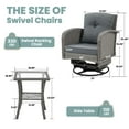 thumbnail image 6 of 3pcs Patio Furniture Set on Sale, Rattan Outdoor Conversation Set of 2, Patio Bistro Set w/ 360° Swivel Rocking Chairs & Table, Gray Thickened Cushions, 6 of 10