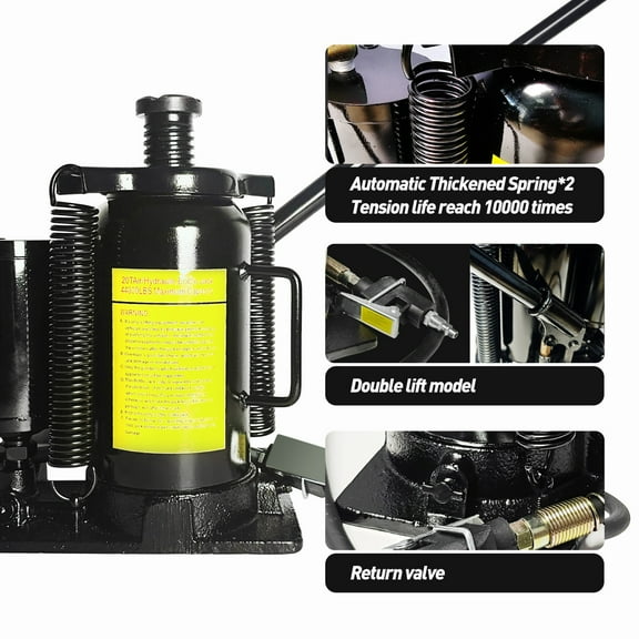 20 Ton Air Hydraulic Bottle Jack with Dual Air/Manual Operation, 40000 LBS Capacity & 10.23-20.07" Lift Range for Heavy-Duty Trucks, Cars & RVs – Auto Repair & Industrial Use