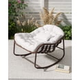 thumbnail image 2 of Outdoor Rocking Chair - Oversized White Wicker Egg Chair, 450lb Capacity for Patio/Balcony | Water-Resistant Cushion & Metal Frame, 2 of 9