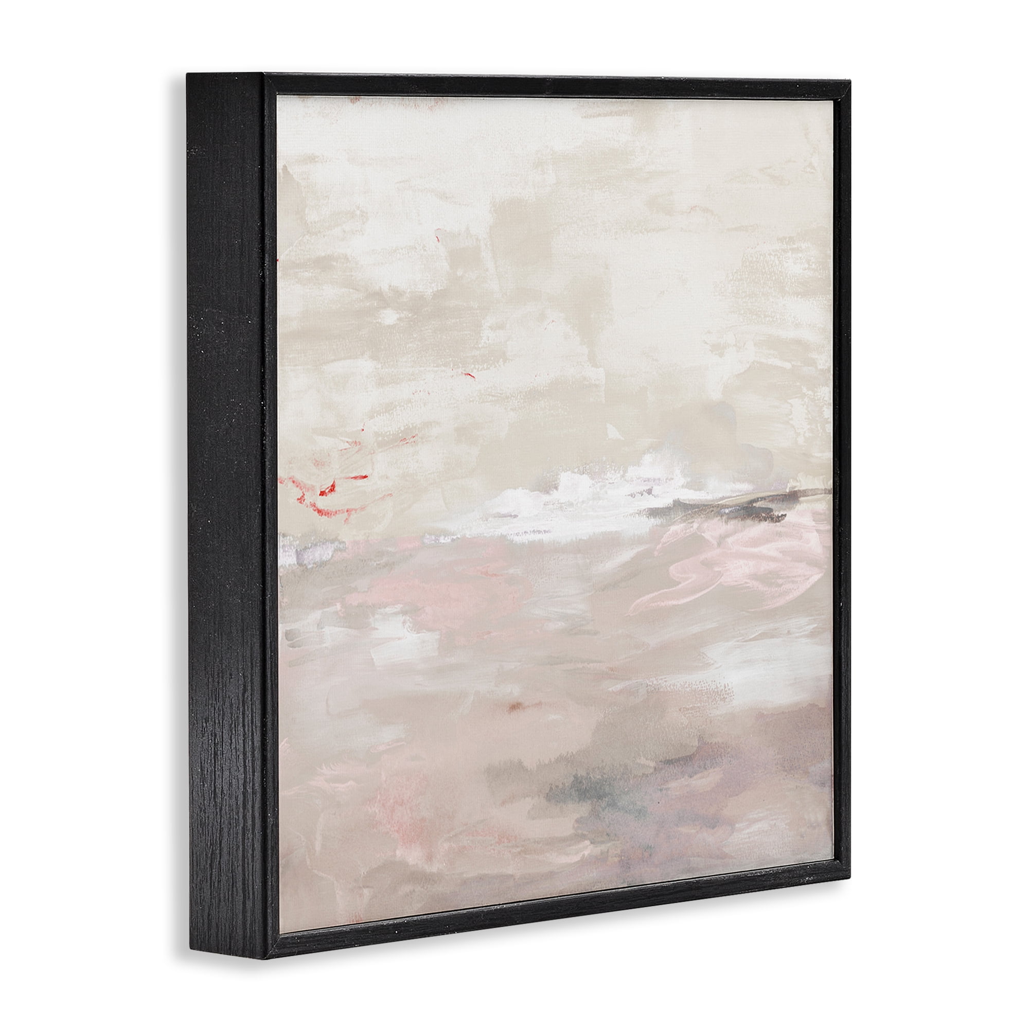 Stupell Industries Serenity Neutral Landscape Abstract Painting Black Framed Art Print Wall Art, 12 x 12