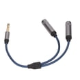 thumbnail image 1 of Cable de audio femenino estéreo, 6.35 mm de macho a 2 6.35 mm de cable hembra doble trenzada Todos los conductores de cobre foil de aluminio para el hogar para teléfono, 1 of 7