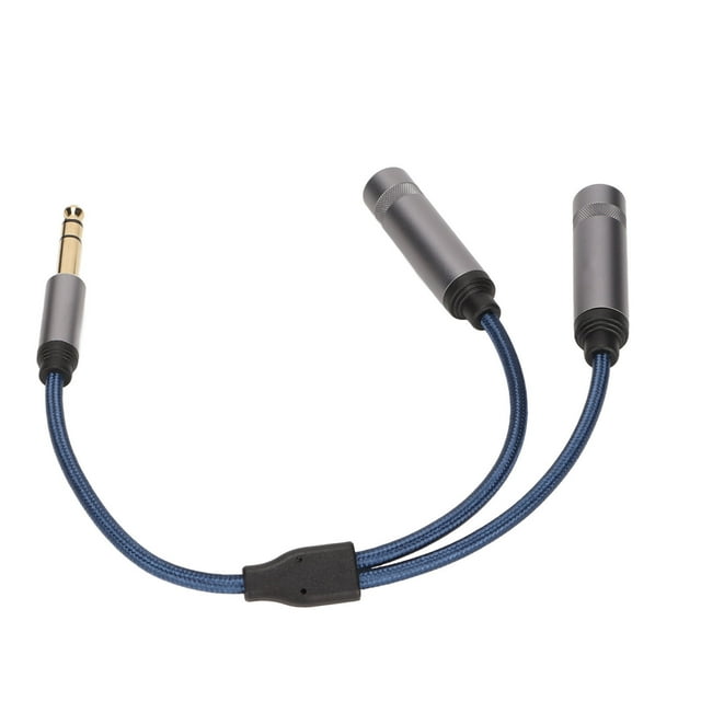 Cable de audio femenino estéreo, 6.35 mm de macho a 2 6.35 mm de cable hembra doble trenzada Todos los conductores de cobre foil de aluminio para el hogar para teléfono