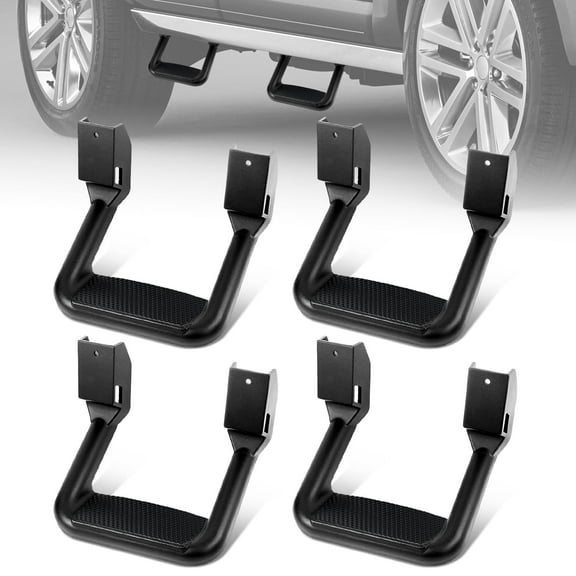 DNA Motoring 4Pcs Aluminum Side Steps for Chevy GMC Dodge Ford Pickup Trucks SUVs Black