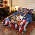 thumbnail image 4 of Manfei Watercolor Bass Fish Full Size Bedding Sets, Patriotic US Flag Full Size Bed in a Bag, Red Blue Green, Navy Reversible 7-Piece, 4 of 6