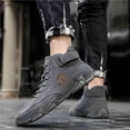 thumbnail image 6 of Men's Outdoor Casual Chukka Boots Handmade Leather Upper Waterproof Sneakers Lightweight for Hiking Wear-resistant Shoes Gray 9 US, 6 of 7