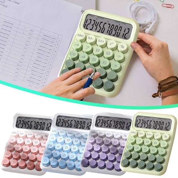 CPHDW7 Desk Calculator, 12 Digit Display with Large Responsive Keys and Mechanical Feel, for Office School Home Accounting