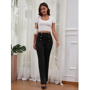 Sexy Dance Womens Stretchy Dresses Pants Casual Work Slacks Business Button Front Workwear Straight Leg Bootcut Yoga Trousers