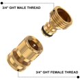 thumbnail image 2 of Garden Hose Quick Connector Solid Brass,3/4 Inch GHT Thread Fitting No-Leak Water Hose Fittings Female and Male Adapter (4 Sets), 2 of 7