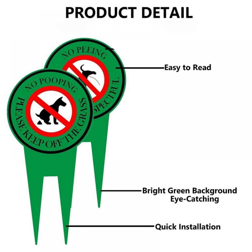 2 PCS 13.8 x 7.8 No Pooping Dog Signs with Stake Reflective in The Dark