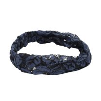 Unique Bargains 1 Pc Headband Lotus Wide Lace Hairband for Women Navy Blue