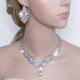 thumbnail image 2 of Juego de aretes y collar con forma de lágrima en forma de V de cristal austriaco, tono plateado transparente JFHHH pequeña, 2 of 5