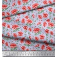 thumbnail image 2 of Soimoi Rayon Fabric Stripe,Leaves & Peony Floral Printed Fabric 1 Yard 42 Inch Wide, 2 of 3