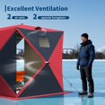 thumbnail image 4 of Garvee Pop up Ice Fishing Shelter and Insulated Ice Fishing Tent with 49ft LED Light Strip, Windproof Portable Hub Design, Fits 3-4 People, 35 Sq Ft Fishable Area, Red+Black, 4 of 8