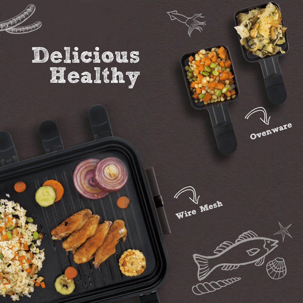 1500W Electric Grill, Adjustable Temp Control up to 460°F, Fast Heating Party Grill for 8 People, Oil Leak Prevention Design, Dishwasher Safe