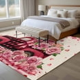 thumbnail image 4 of Large Area Rugs for Living Room Bedroom, Valentine's Day 5'x8' Rug Washable Carpet Runner Indoor Outdoor, Romantic Love Truck Roses Plaid Beige Non Slip Floor Mats Rug for Kitchen, Bathroom, 4 of 8