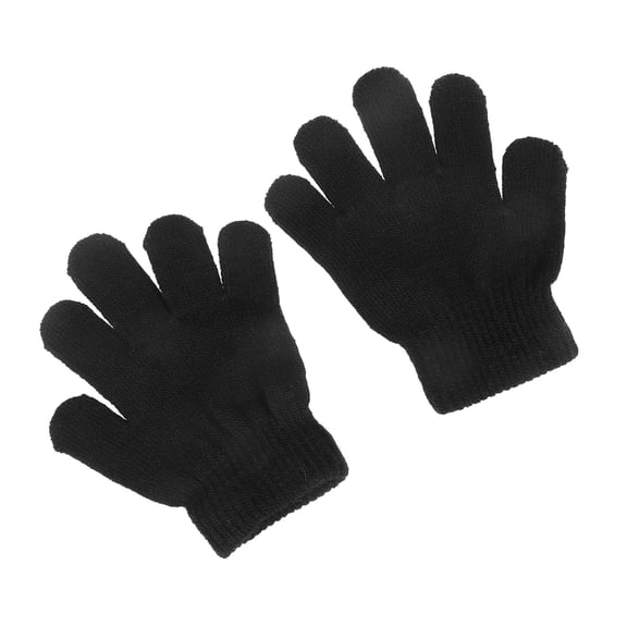 MLINS  12 Pair Fleece Kids Mittens Knitted Winter Gloves Black Toddler