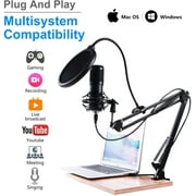 TiokMc USB Podcast Microphone Kit, Professional 192kHz/24Bit Condenser Mic with Scissor Arm, Shock Mount, Pop Filter for PC Recording, YouTube, Streaming