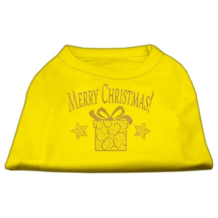 Golden Christmas Present Dog Shirt Yellow XS (8) (Best Christmas Presents For Dogs)