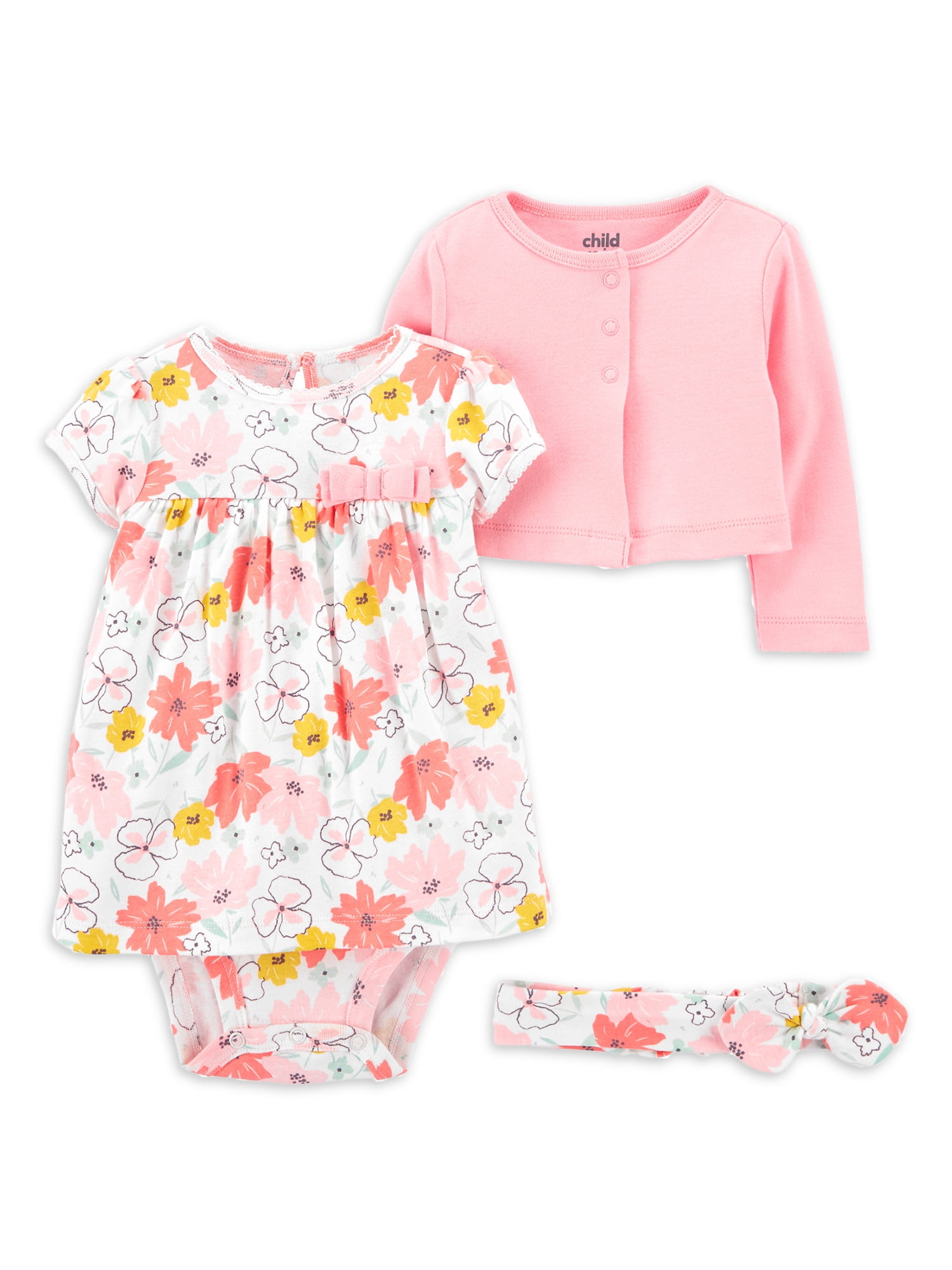 Burts Bees Baby Girl Maxi Dress Set Size 3 6 9 12 Months Layette Pink Grey 