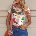 thumbnail image 6 of KLL Women 's Crew Neck Bodysuit Jumpsuits Christmas Gingerbread Cookies Print Short onesies Stretch T Shirts, 6 of 7