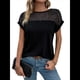 thumbnail image 1 of Blusa de Mujer con Cuello Redondo, Corta, Encaje Calado, para Salir A Trabajar Negro XXL, 1 of 7