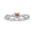 thumbnail image 2 of 1 Carat Princess cut Morganite and Diamond Engagement Ring in 14k White Gold affordable morganite and diamond engagement ring, 2 of 2