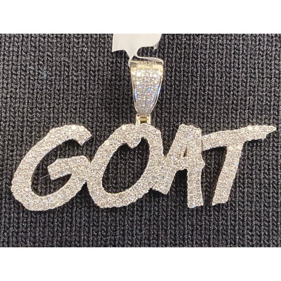 10K SOLID YELLOW GOLD 1.50 CARAT REAL DIAMOND 2 INCHES GOAT PENDANT CHARM