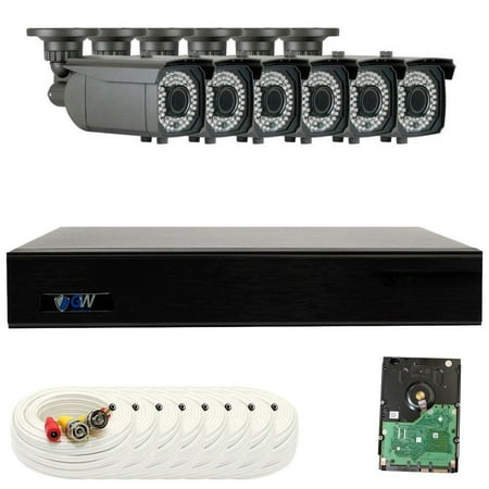 GW 8 Channel 4MP 5-In-1 DVR HD-TVI 1080P Complete Security System with (6) x True 2MP HD 1080P Outdoor / Indoor 2.8-12mm Varifocal Zoom Bullet Security Cameras and 2TB HDD, QR Code Scan Remote (Best Game Camera With Remote Viewing)